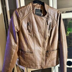 Maurices Metallic Brown Faux Leather Moto Jacket
